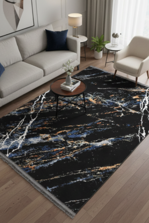 Universe Black Abstract Rug