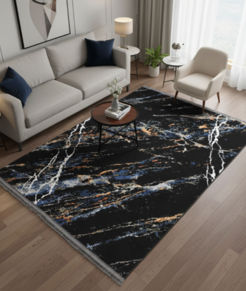 Universe Black Abstract Rug