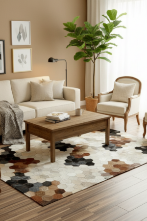 Benzene Cow Patch Handmade Rug