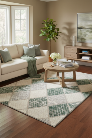 Elegant Off-white Streaks Rug