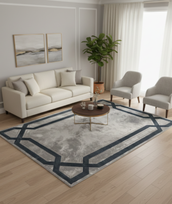 Grayish Black Silk Rug