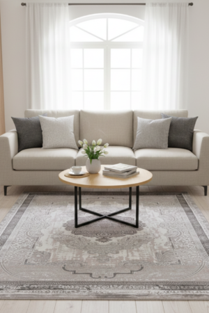 Elegant Off-White Floral Rug