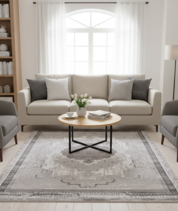 Elegant Off-White Floral Rug