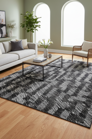 Grey & Black Streak Rug