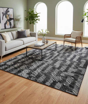 Grey & Black Streak Rug