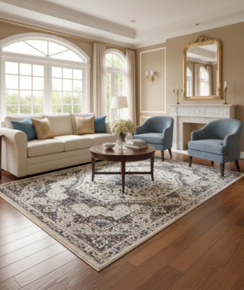 Elegant Beige Floral Rug