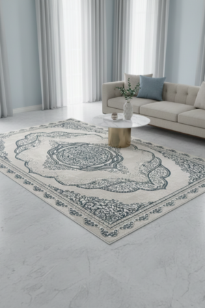 Exquisite Grey Floral Rug
