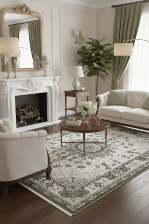 Elegant Off-White Floral Rug