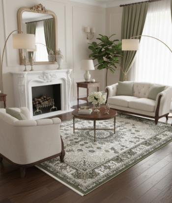 Elegant Off-White Floral Rug