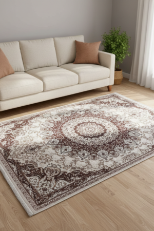 Classic Brown Floral Rug