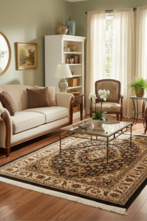 Traditional Copper Floral Rug