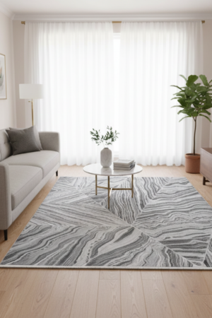 Elegant Grey Waves Rug