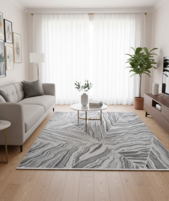 Elegant Grey Waves Rug