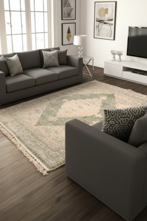 Light Golden Floral Rug