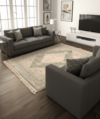 Light Golden Floral Rug