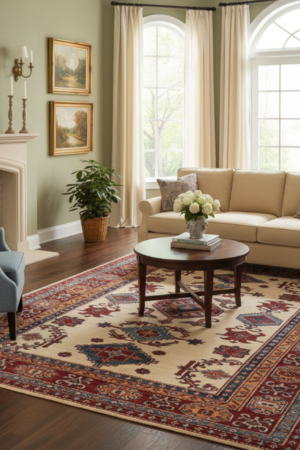 Fine Beige Handmade Kazak Rug