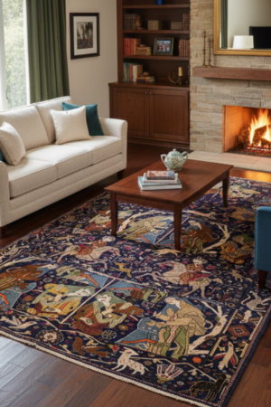 Beautiful Shamsabad Shikargah Handmade Rug